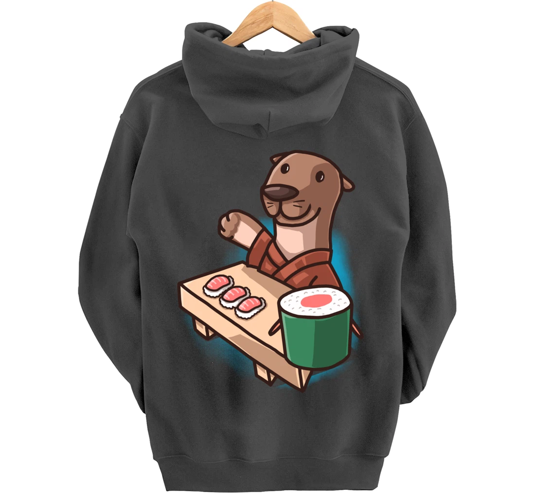Sushi Otter Chef Cartoon Animals Japanese Food Sushi Fan Pullover Hoodie