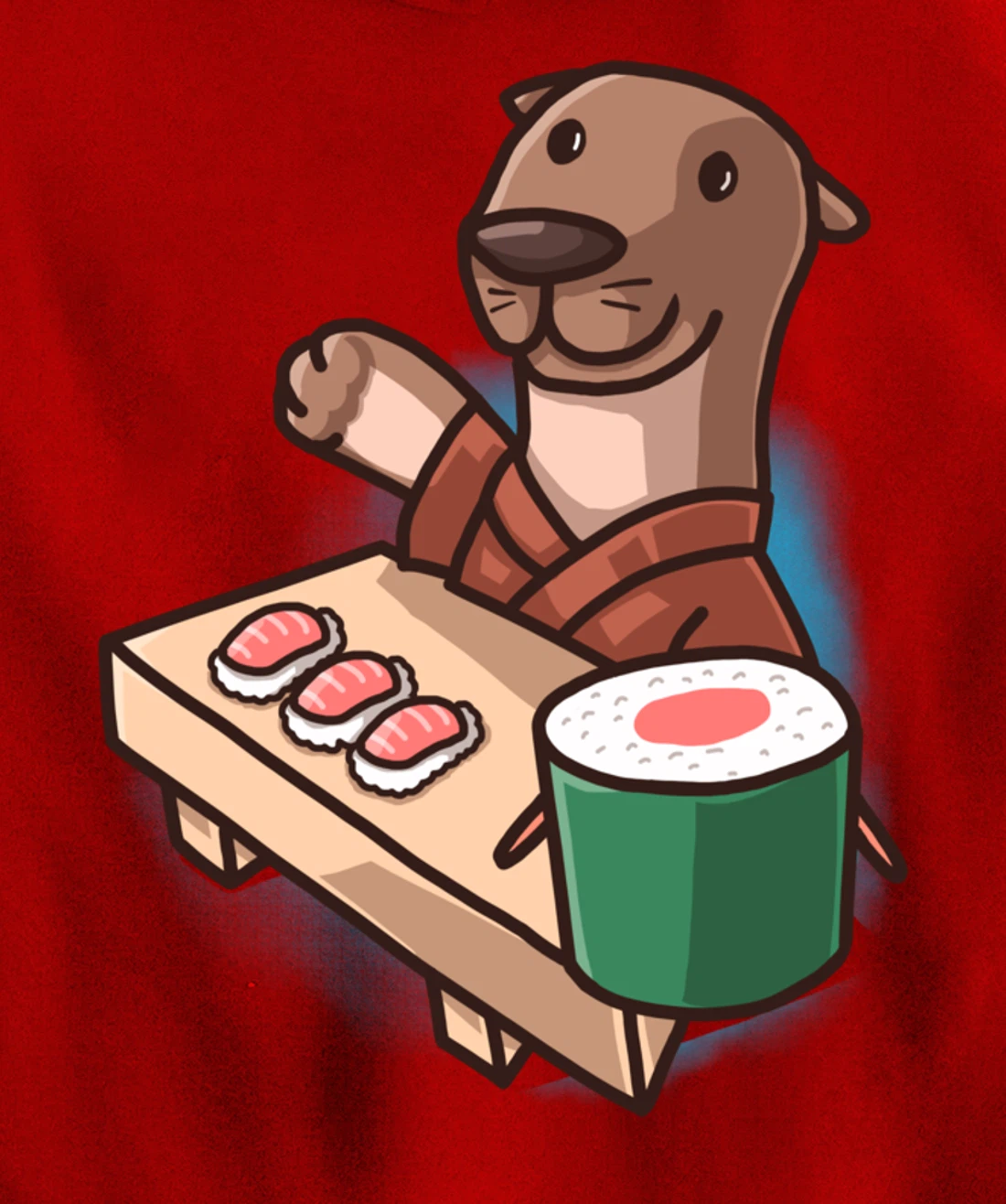 Sushi Otter Chef Cartoon Animals Japanese Food Sushi Fan Pullover Hoodie