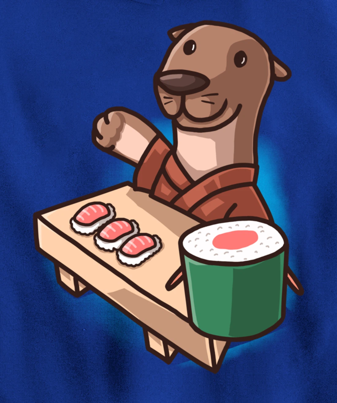 Sushi Otter Chef Cartoon Animals Japanese Food Sushi Fan Pullover Hoodie