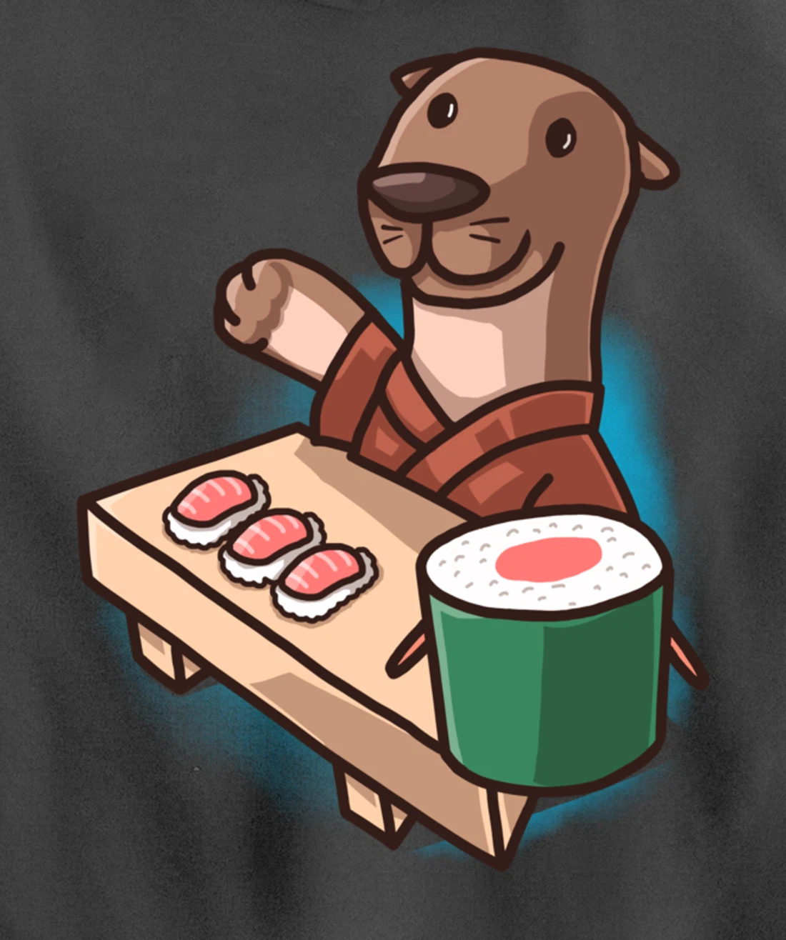 Sushi Otter Chef Cartoon Animals Japanese Food Sushi Fan Pullover Hoodie