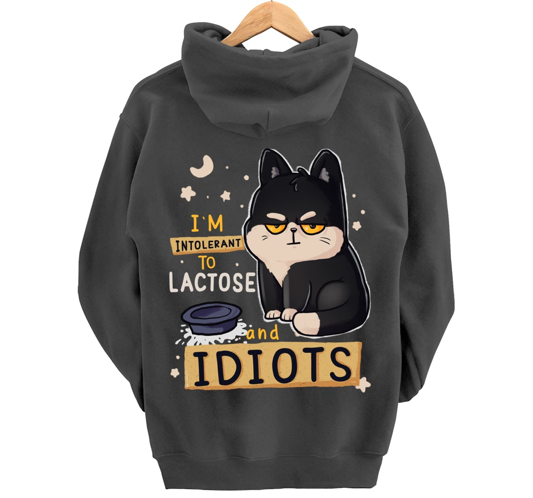 I’m Intolerant To Lactose And Idiots Sarcastic Cat Lover Pullover Hoodie