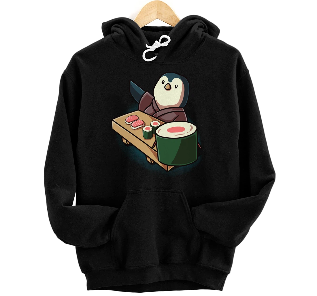 Sushi Chef Penguin Cartoon Animals Japanese Food Sushi Fan Pullover Hoodie