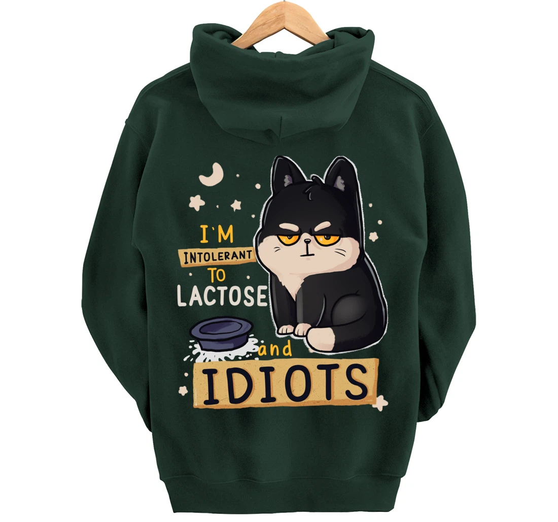 I’m Intolerant To Lactose And Idiots Sarcastic Cat Lover Pullover Hoodie