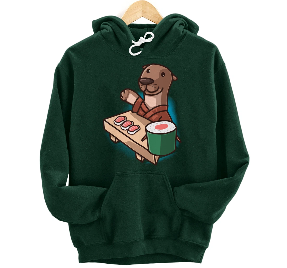Sushi Otter Chef Cartoon Animals Japanese Food Sushi Fan Pullover Hoodie