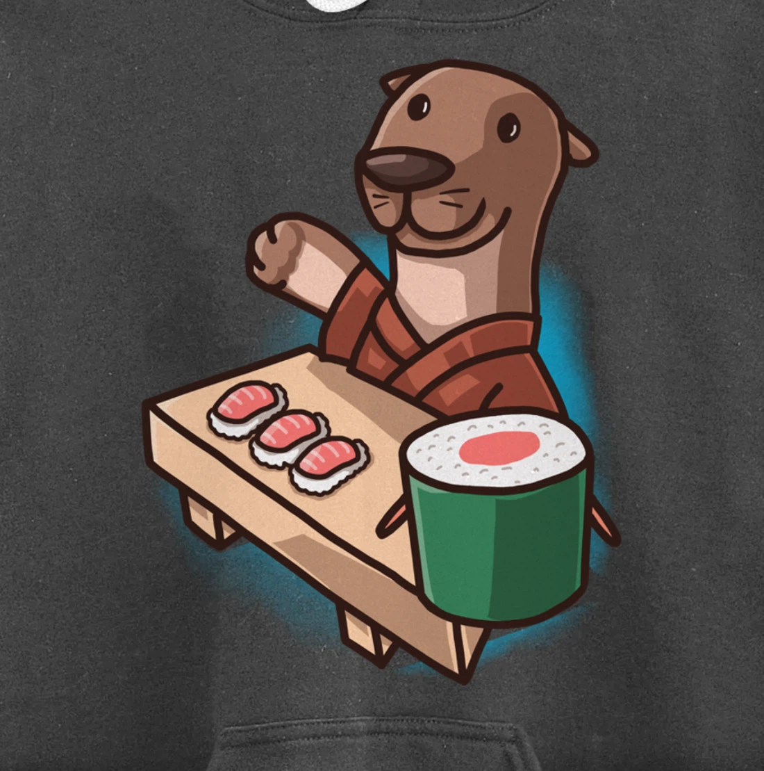 Sushi Otter Chef Cartoon Animals Japanese Food Sushi Fan Pullover Hoodie