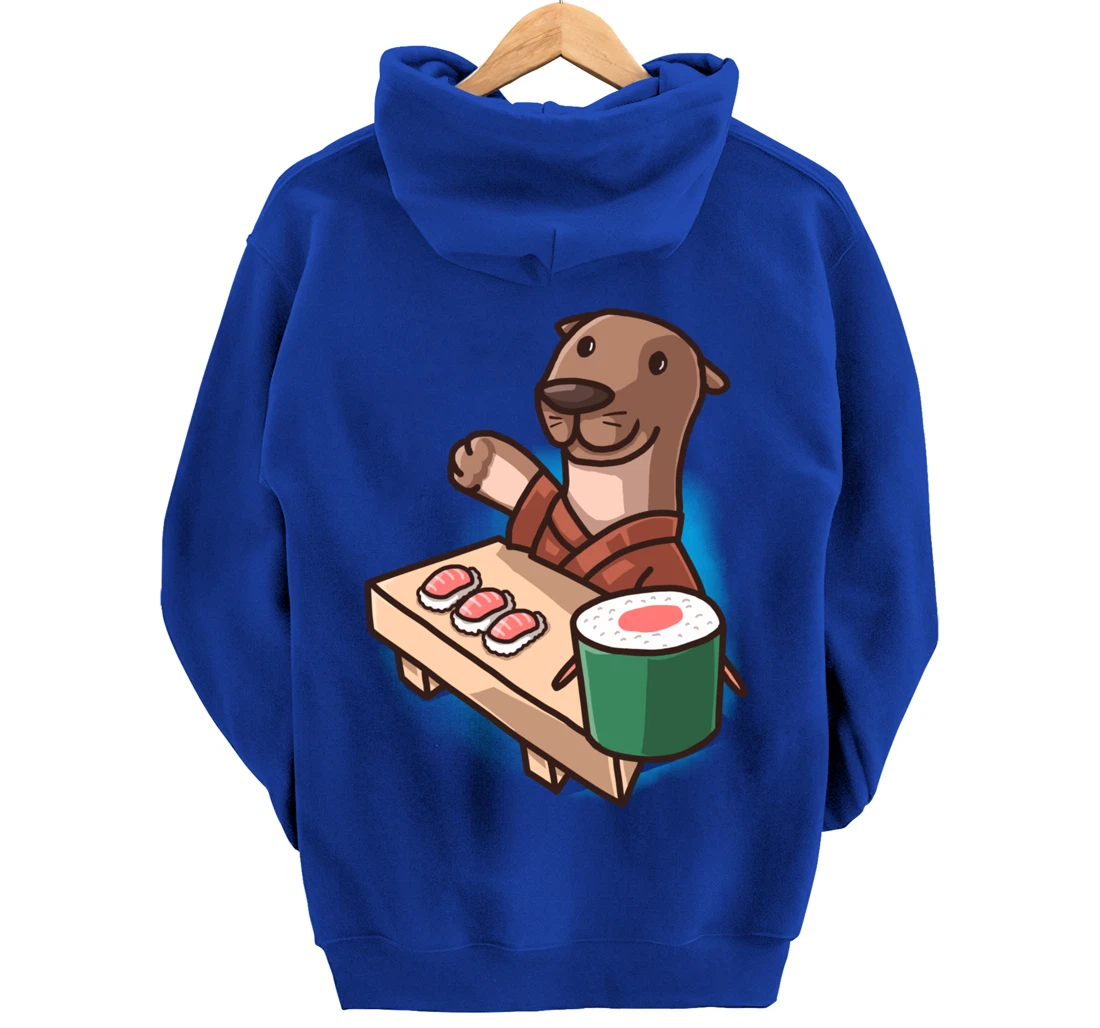 Sushi Otter Chef Cartoon Animals Japanese Food Sushi Fan Pullover Hoodie