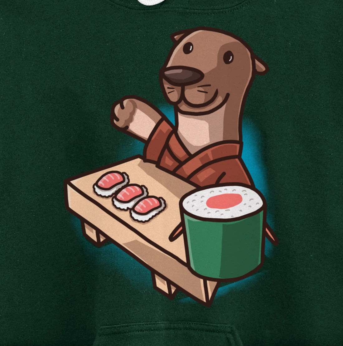 Sushi Otter Chef Cartoon Animals Japanese Food Sushi Fan Pullover Hoodie