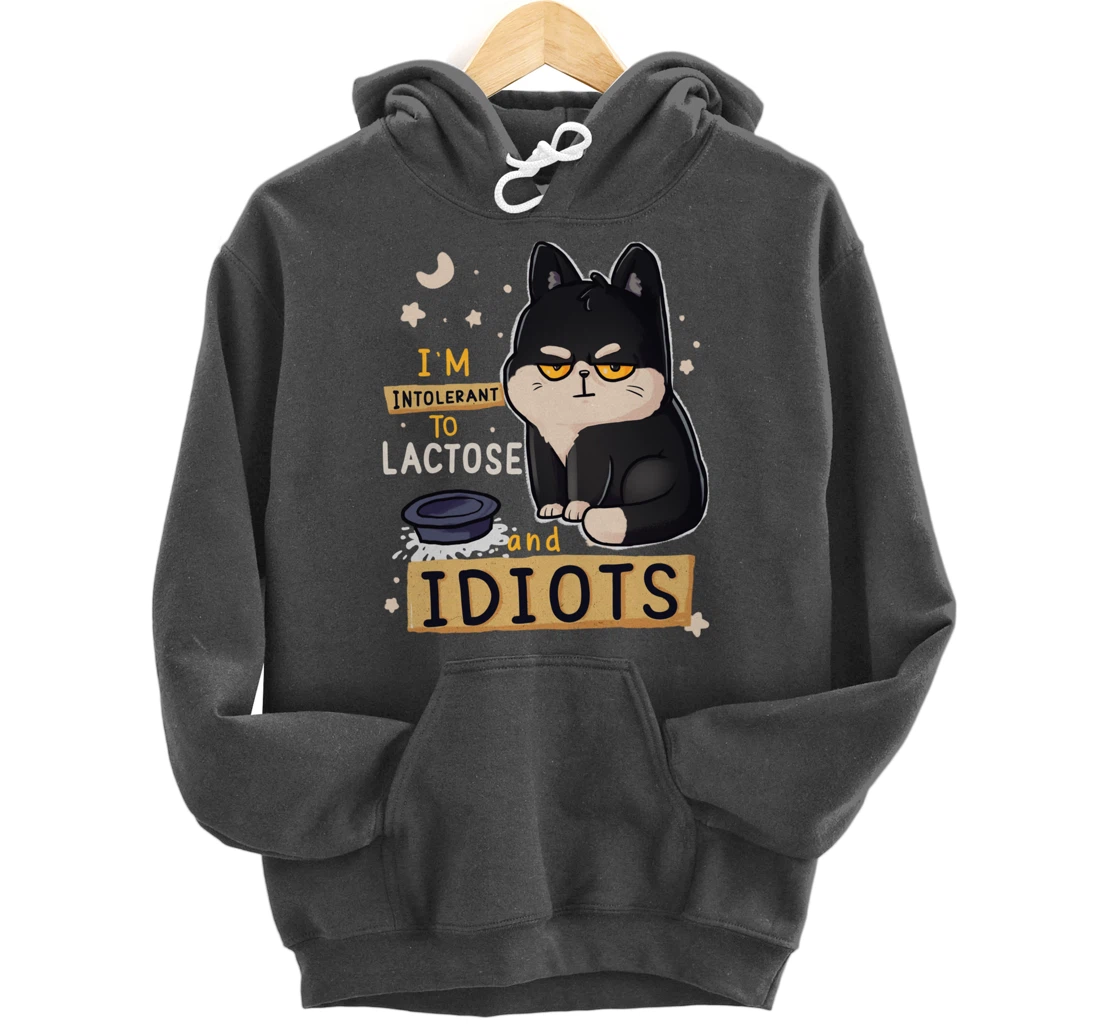 I’m Intolerant To Lactose And Idiots Sarcastic Cat Lover Pullover Hoodie