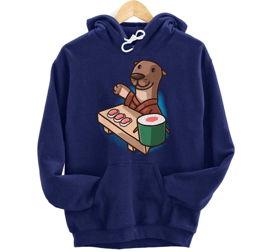 Sushi Otter Chef Cartoon Animals Japanese Food Sushi Fan Pullover Hoodie