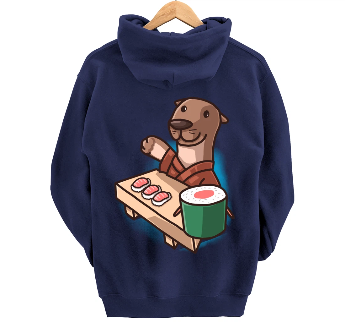 Sushi Otter Chef Cartoon Animals Japanese Food Sushi Fan Pullover Hoodie