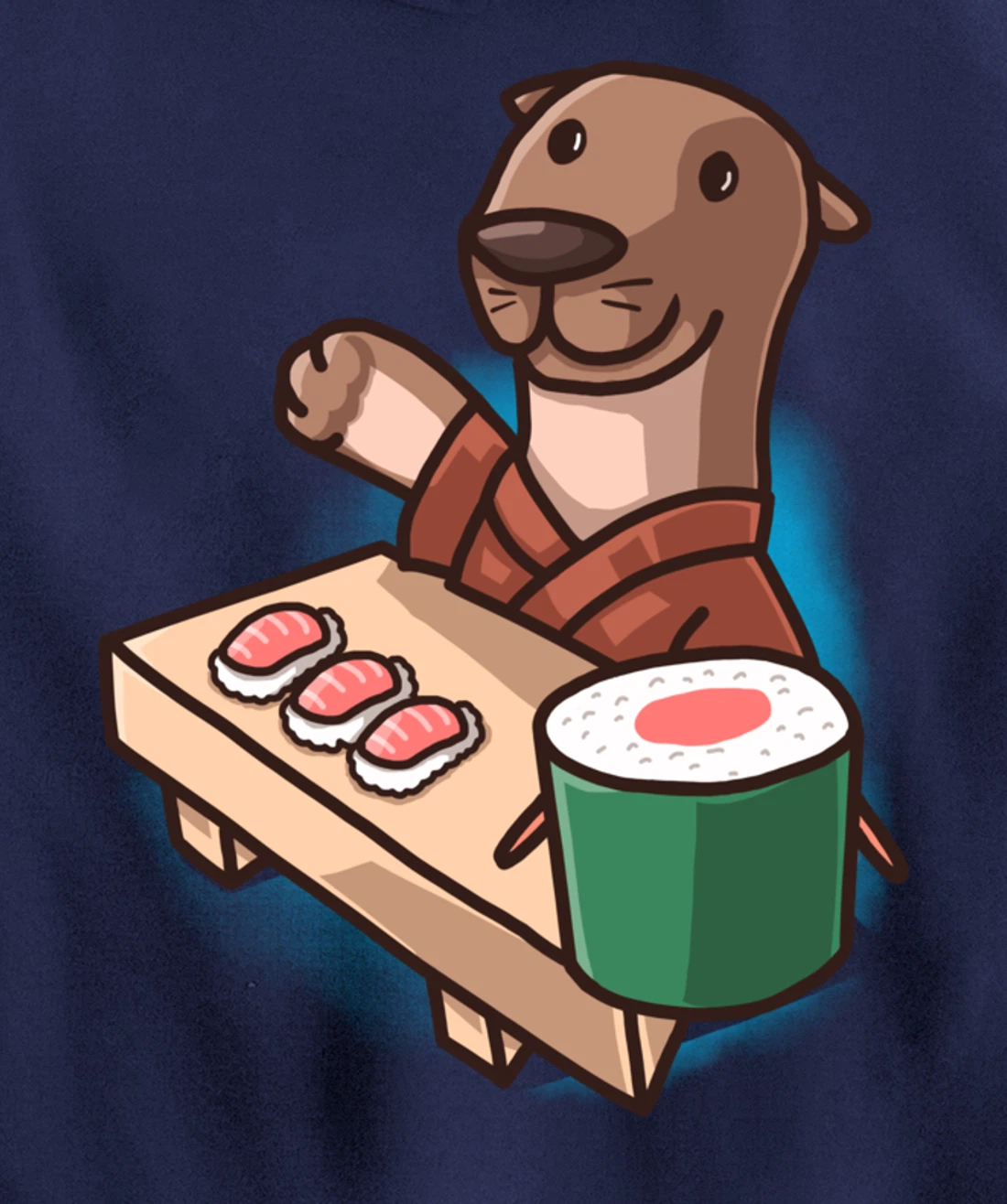 Sushi Otter Chef Cartoon Animals Japanese Food Sushi Fan Pullover Hoodie