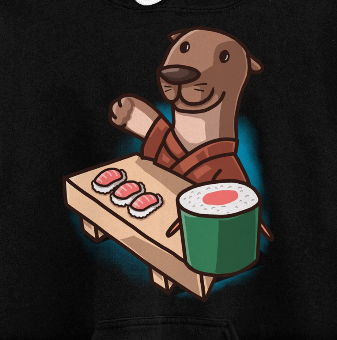 Sushi Otter Chef Cartoon Animals Japanese Food Sushi Fan Pullover Hoodie