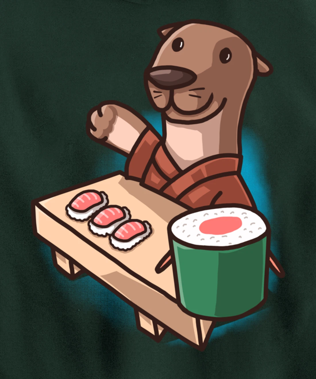 Sushi Otter Chef Cartoon Animals Japanese Food Sushi Fan Pullover Hoodie