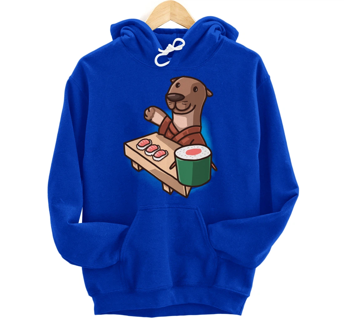 Sushi Otter Chef Cartoon Animals Japanese Food Sushi Fan Pullover Hoodie