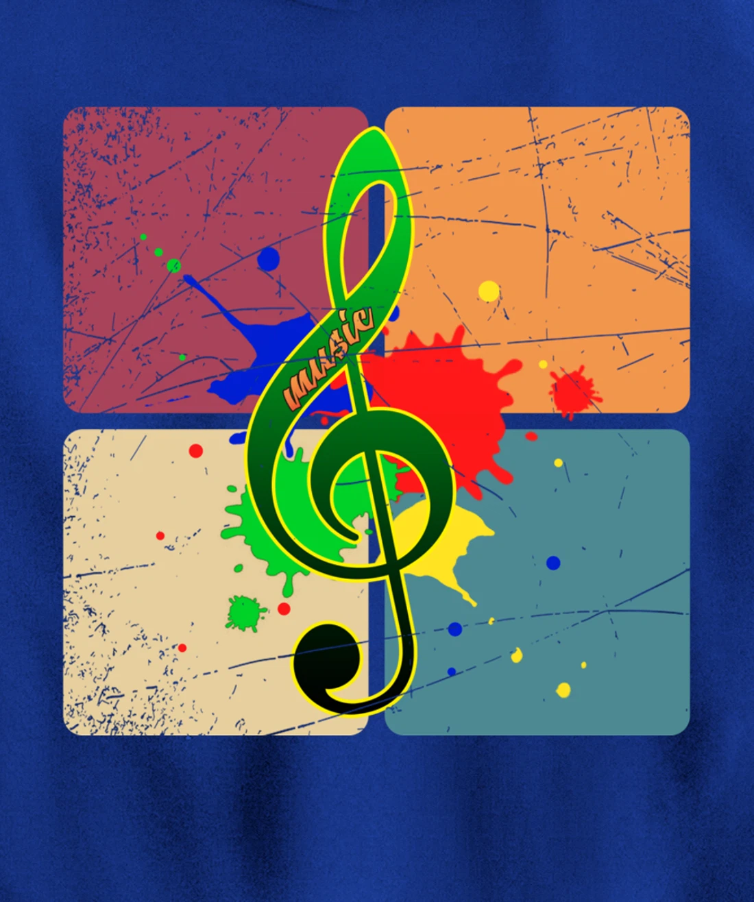 Retro Music Notes Musician Colorful Treble Clef Pullover Hoodie