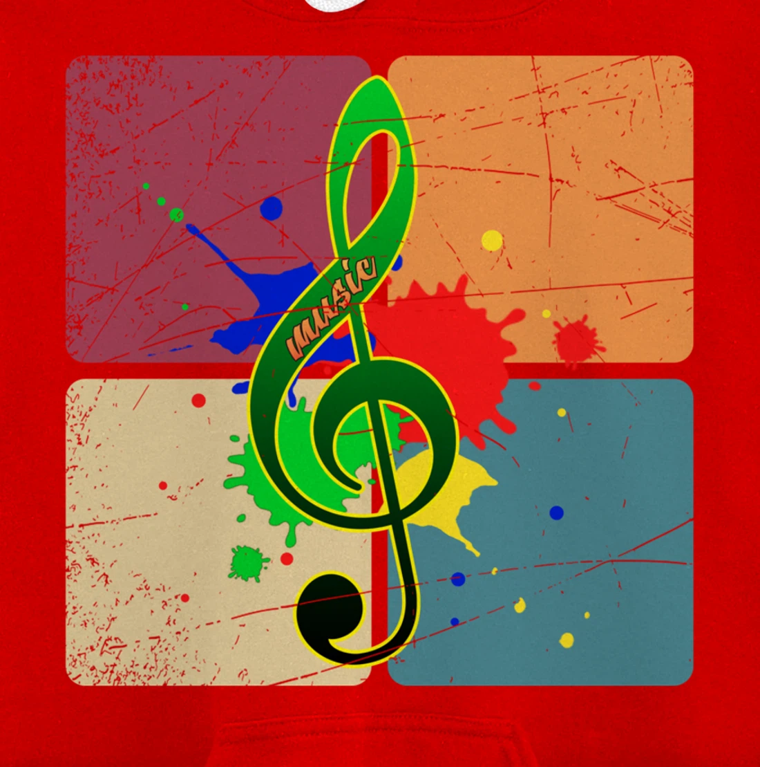 Retro Music Notes Musician Colorful Treble Clef Pullover Hoodie