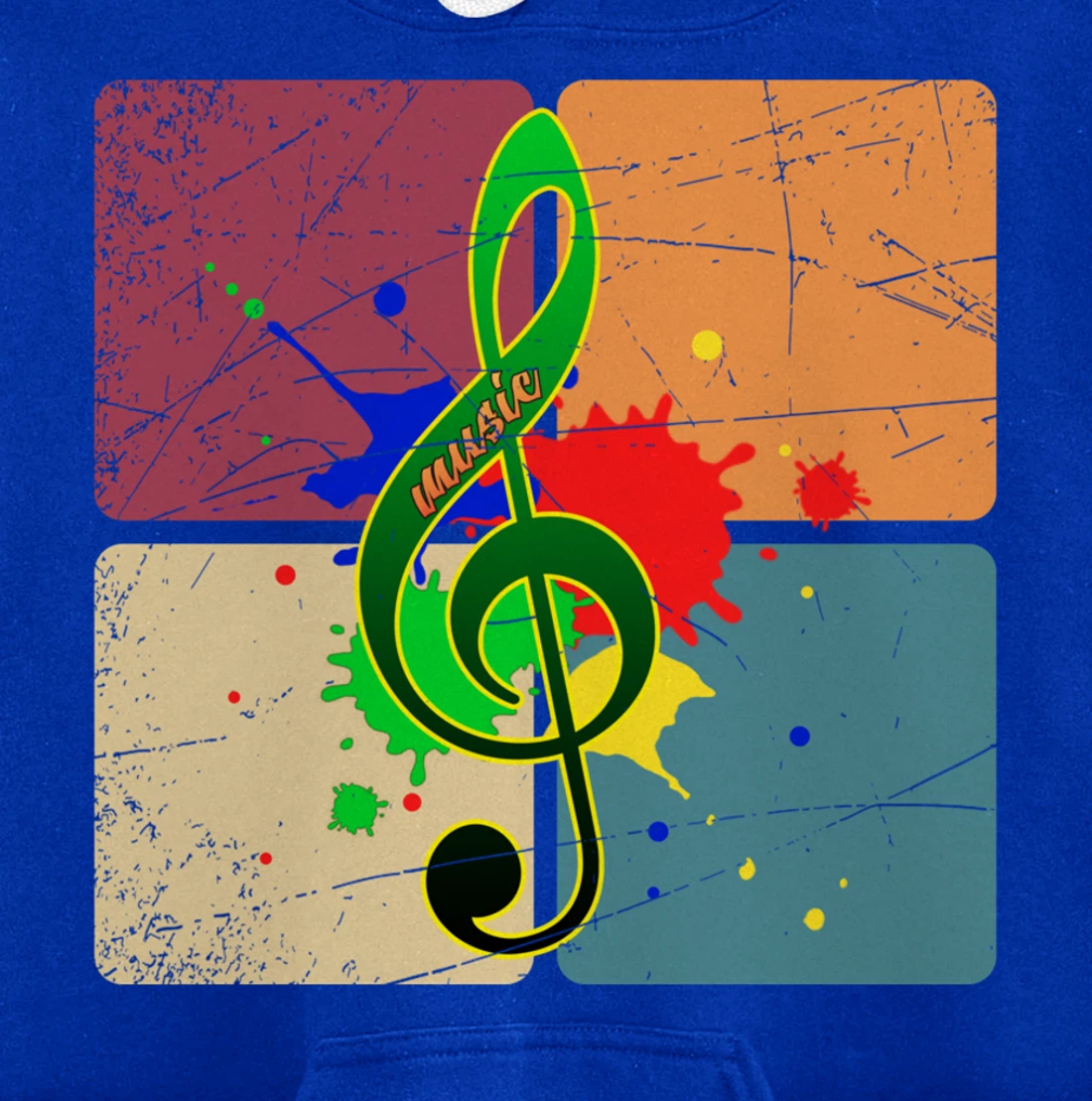 Retro Music Notes Musician Colorful Treble Clef Pullover Hoodie