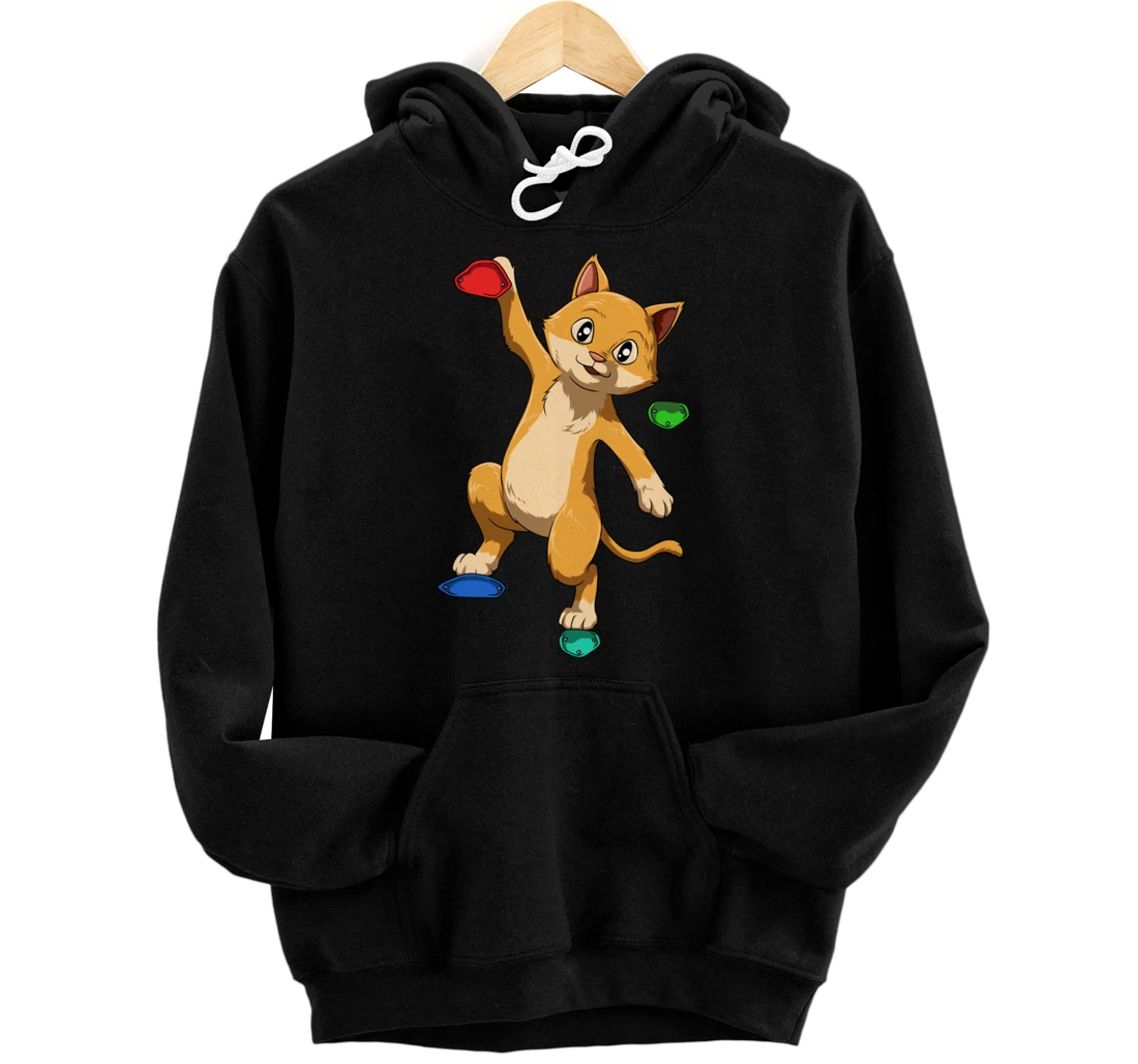 Bouldering and Rock Climbing Cat Pullover Hoodie