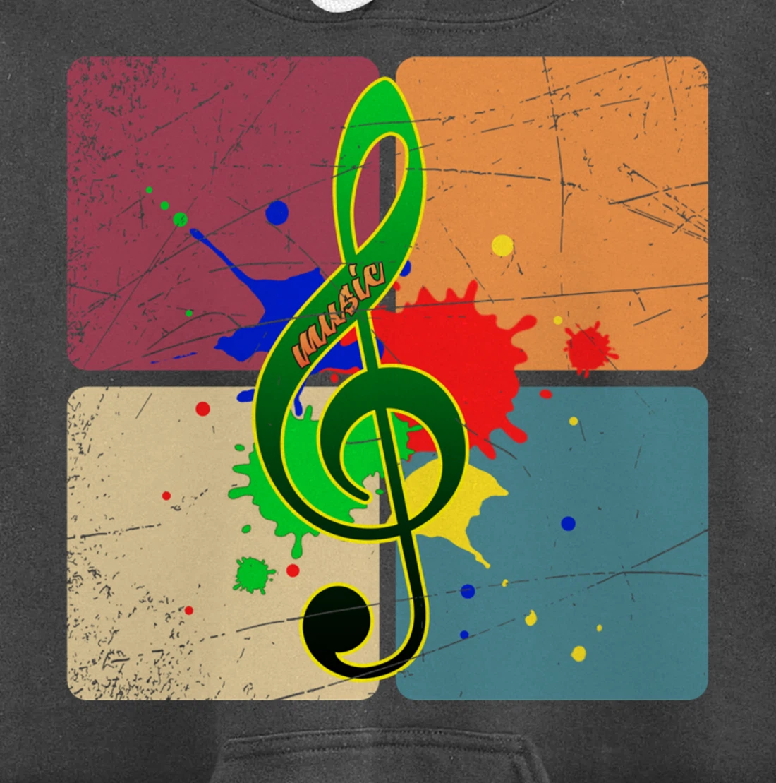 Retro Music Notes Musician Colorful Treble Clef Pullover Hoodie