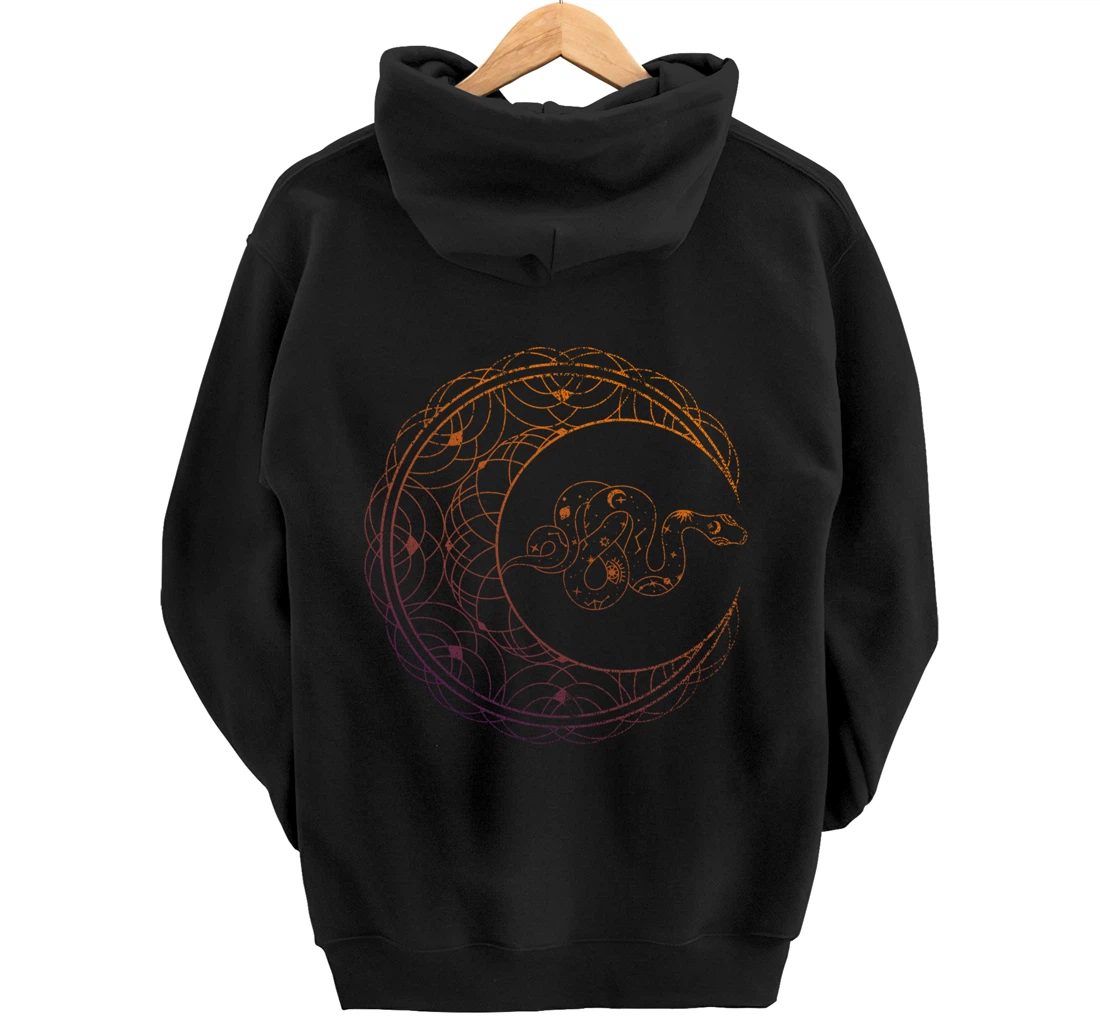 Occult Stargazer Witch Pagan Snake Wicca Crescent Moon Pullover Hoodie