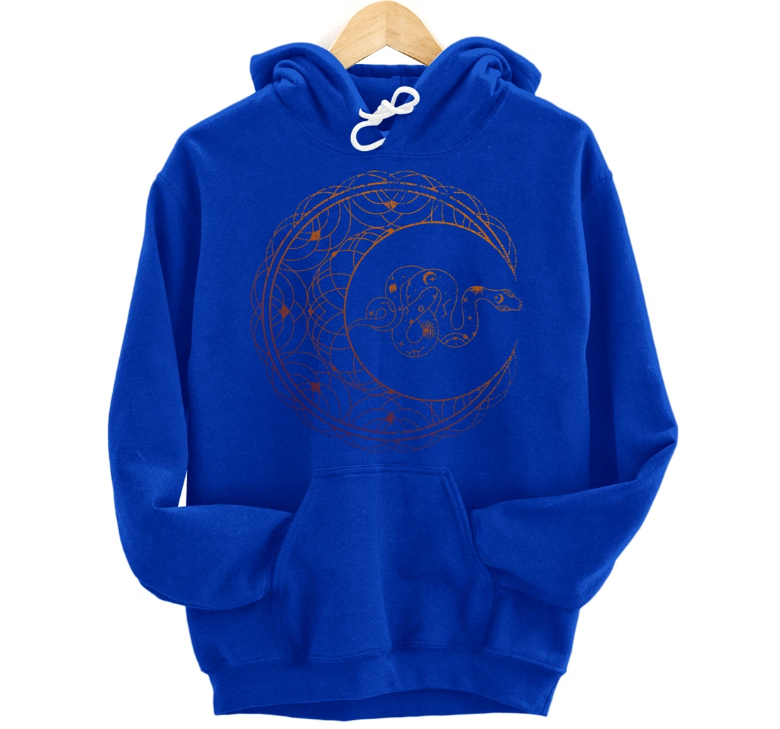 Occult Stargazer Witch Pagan Snake Wicca Crescent Moon Pullover Hoodie