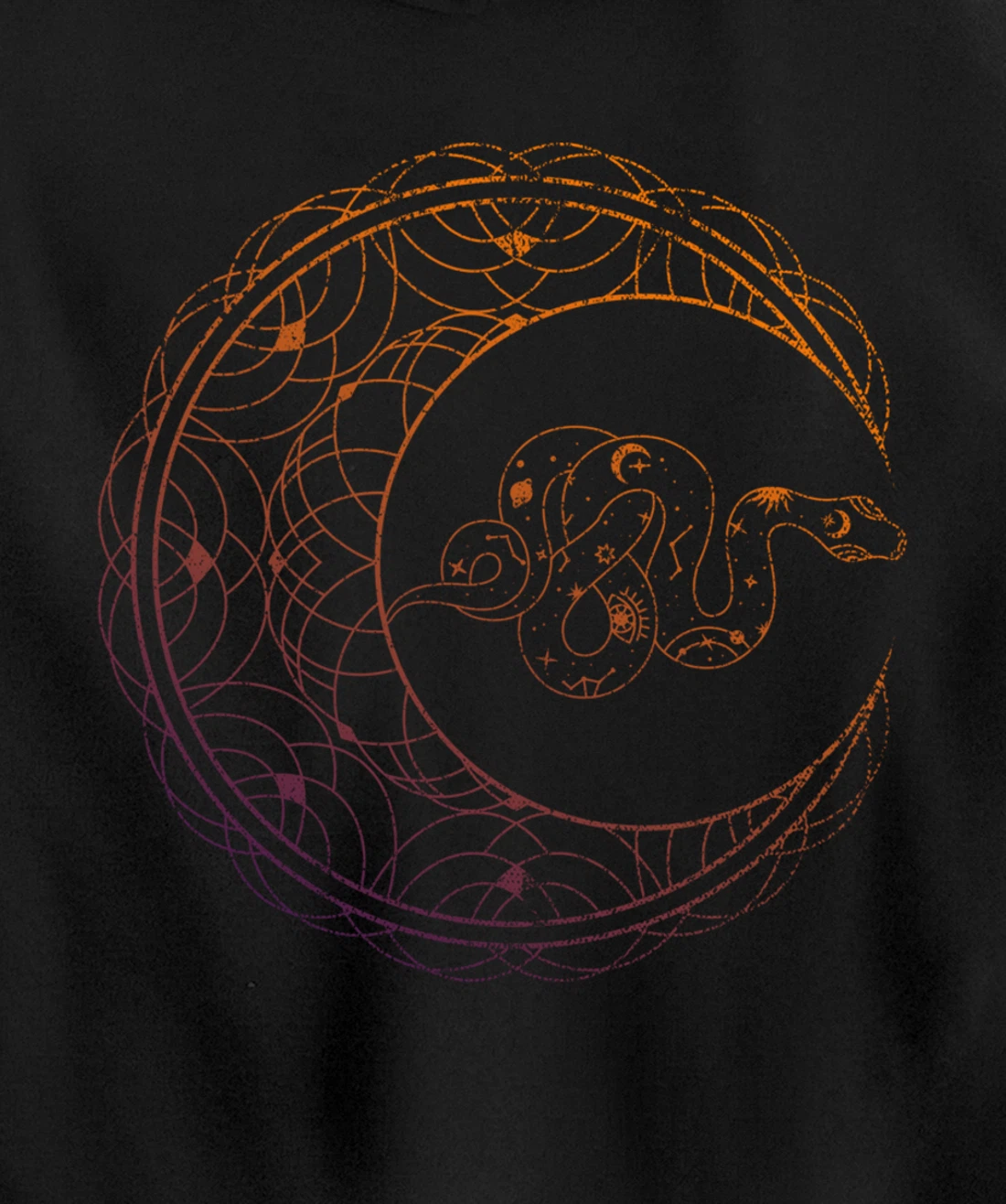 Occult Stargazer Witch Pagan Snake Wicca Crescent Moon Pullover Hoodie