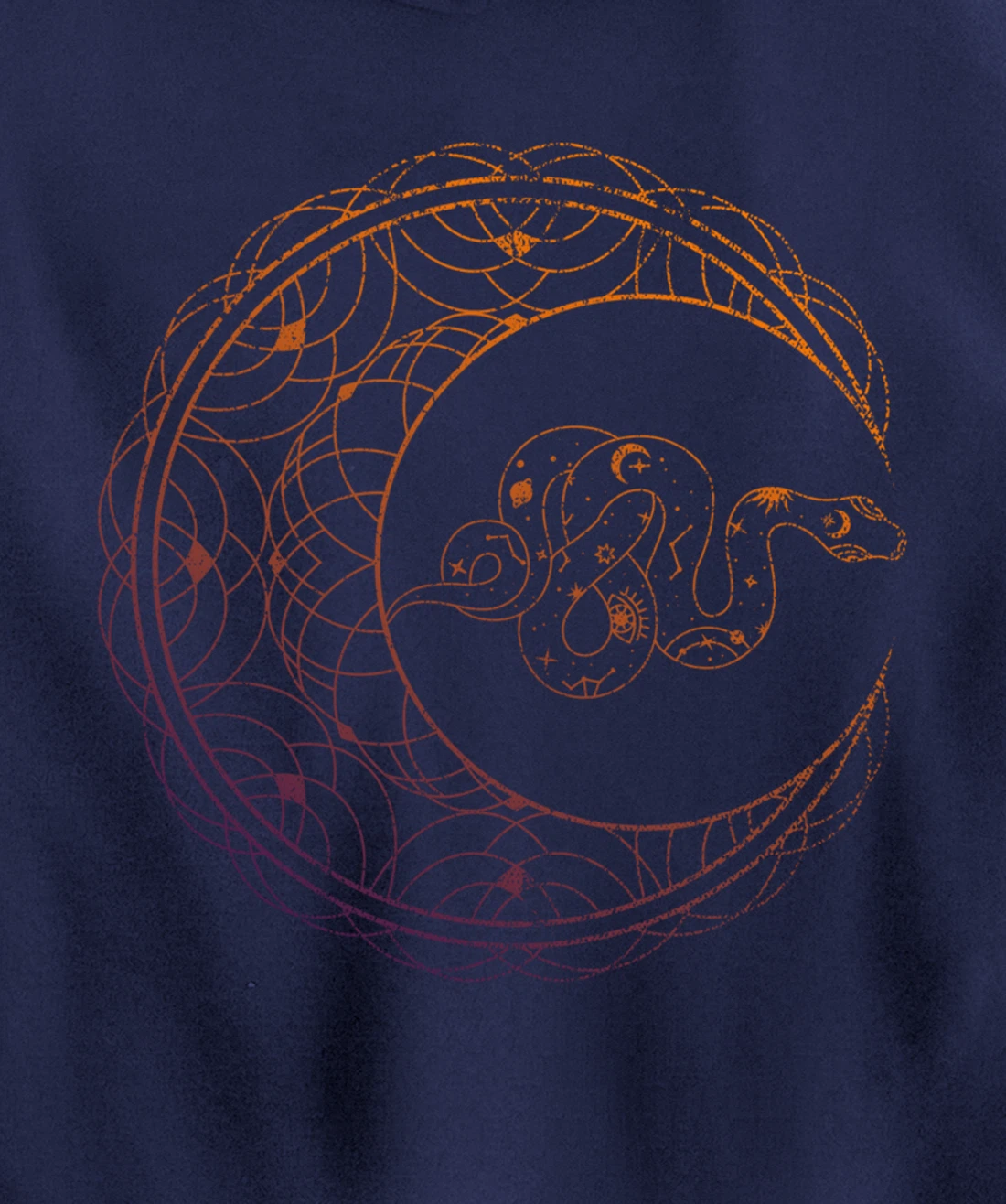 Occult Stargazer Witch Pagan Snake Wicca Crescent Moon Pullover Hoodie