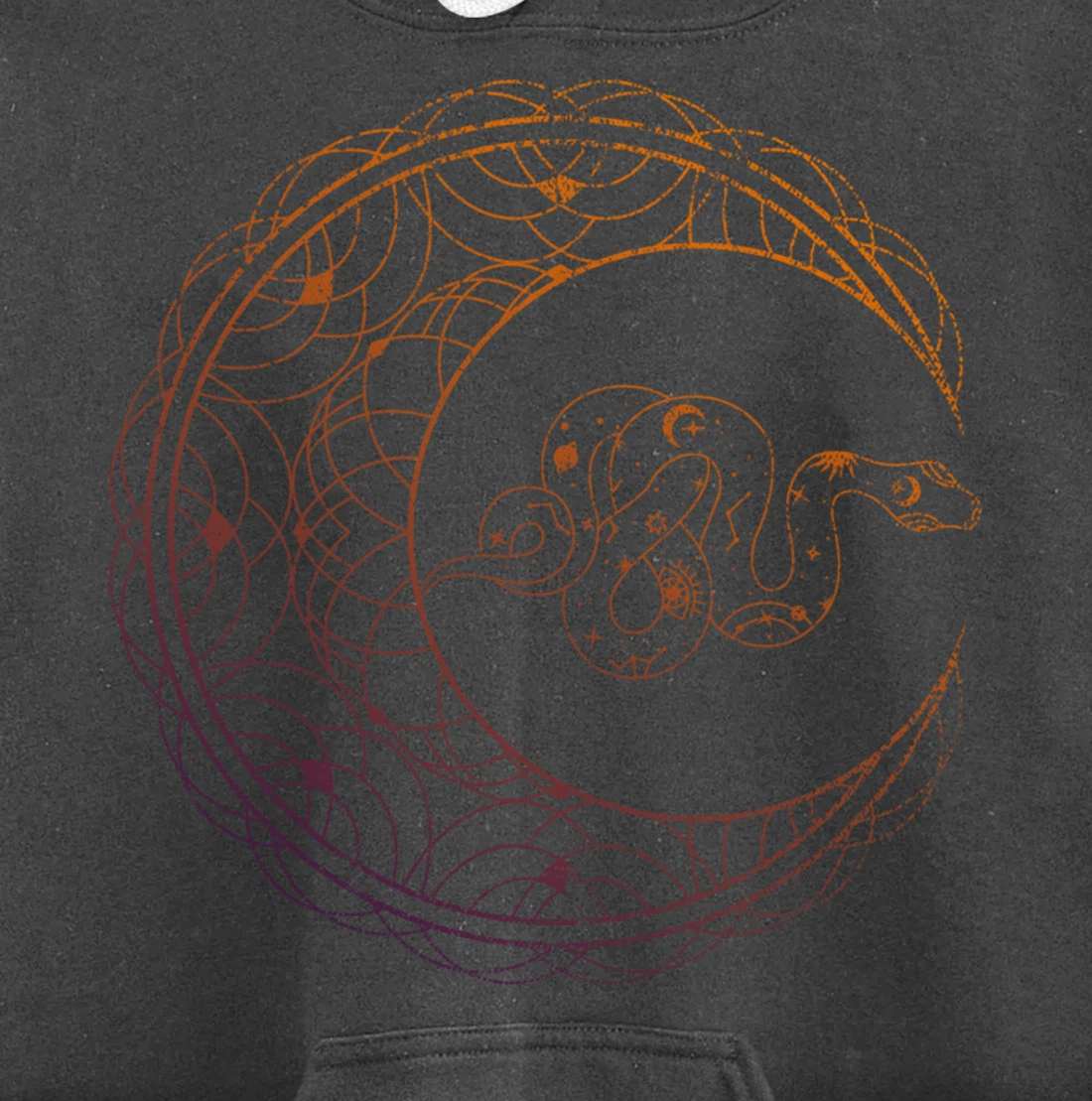 Occult Stargazer Witch Pagan Snake Wicca Crescent Moon Pullover Hoodie
