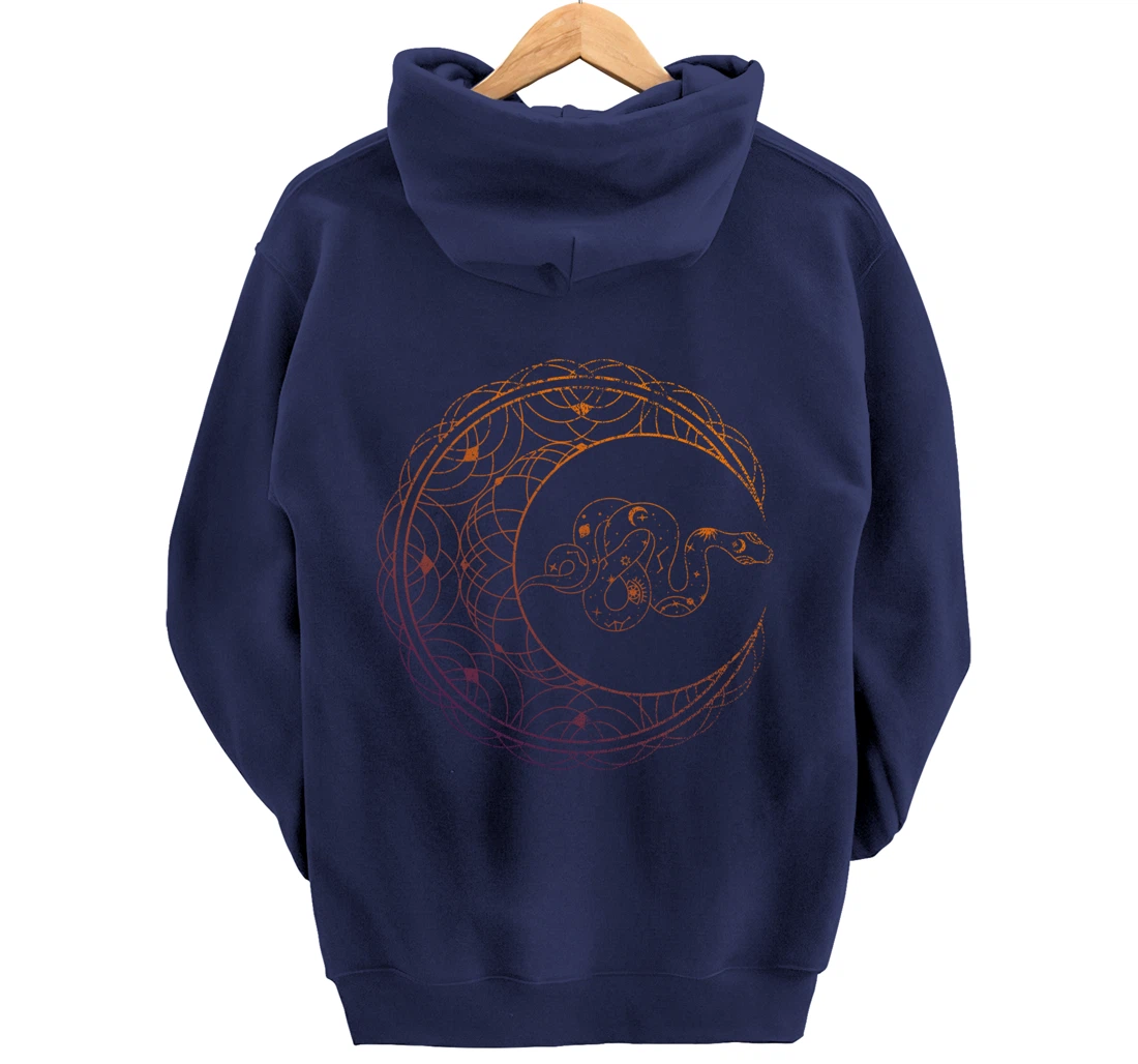 Occult Stargazer Witch Pagan Snake Wicca Crescent Moon Pullover Hoodie