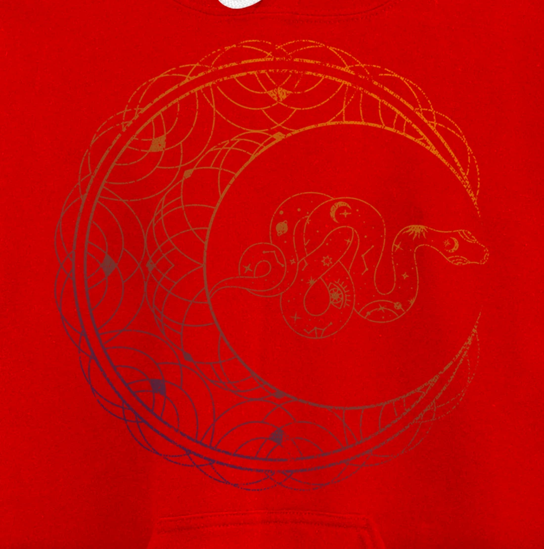 Occult Stargazer Witch Pagan Snake Wicca Crescent Moon Pullover Hoodie