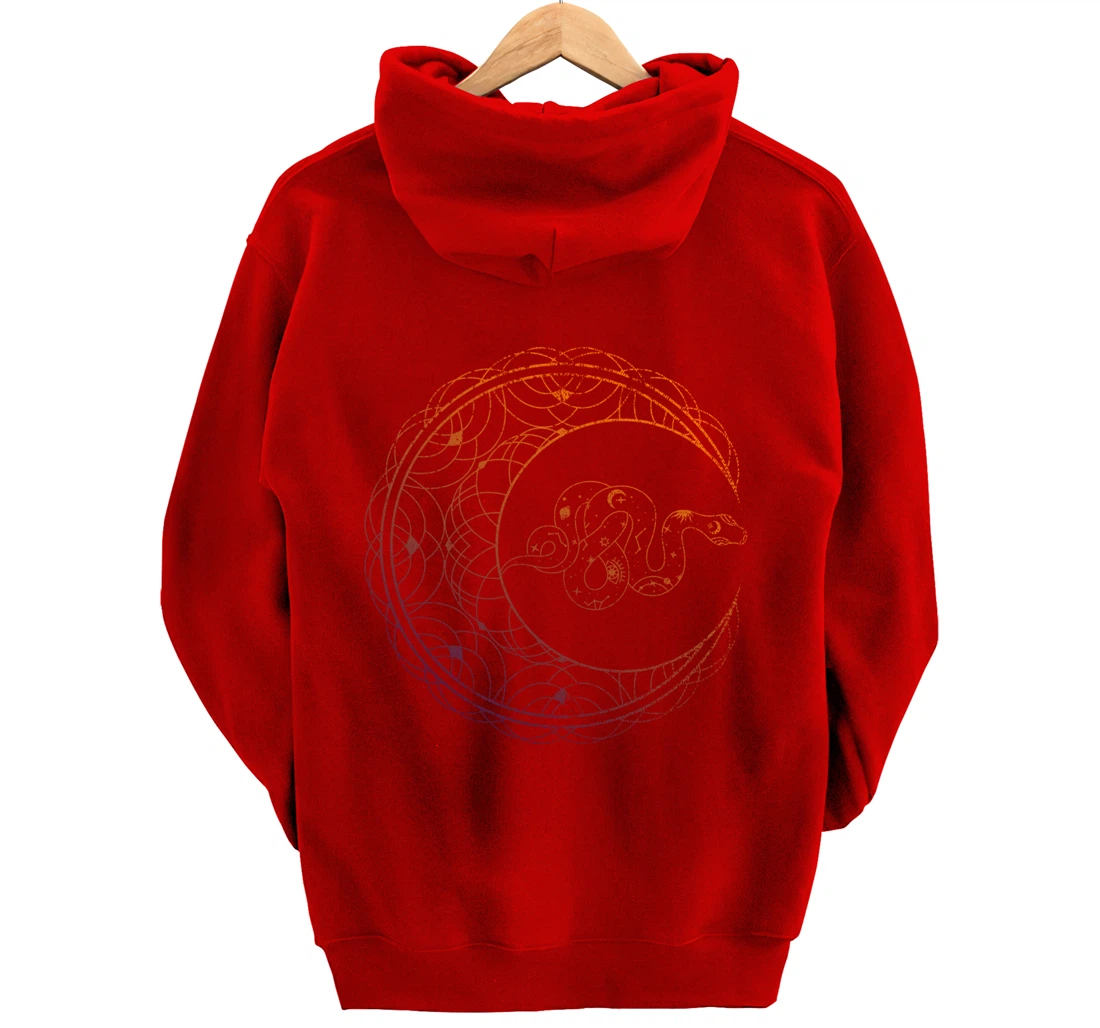 Occult Stargazer Witch Pagan Snake Wicca Crescent Moon Pullover Hoodie