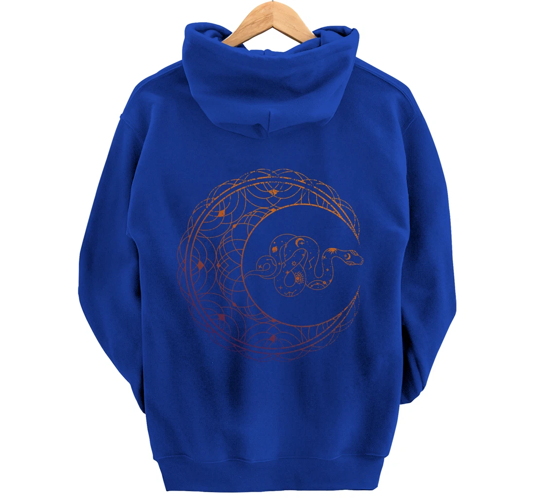 Occult Stargazer Witch Pagan Snake Wicca Crescent Moon Pullover Hoodie