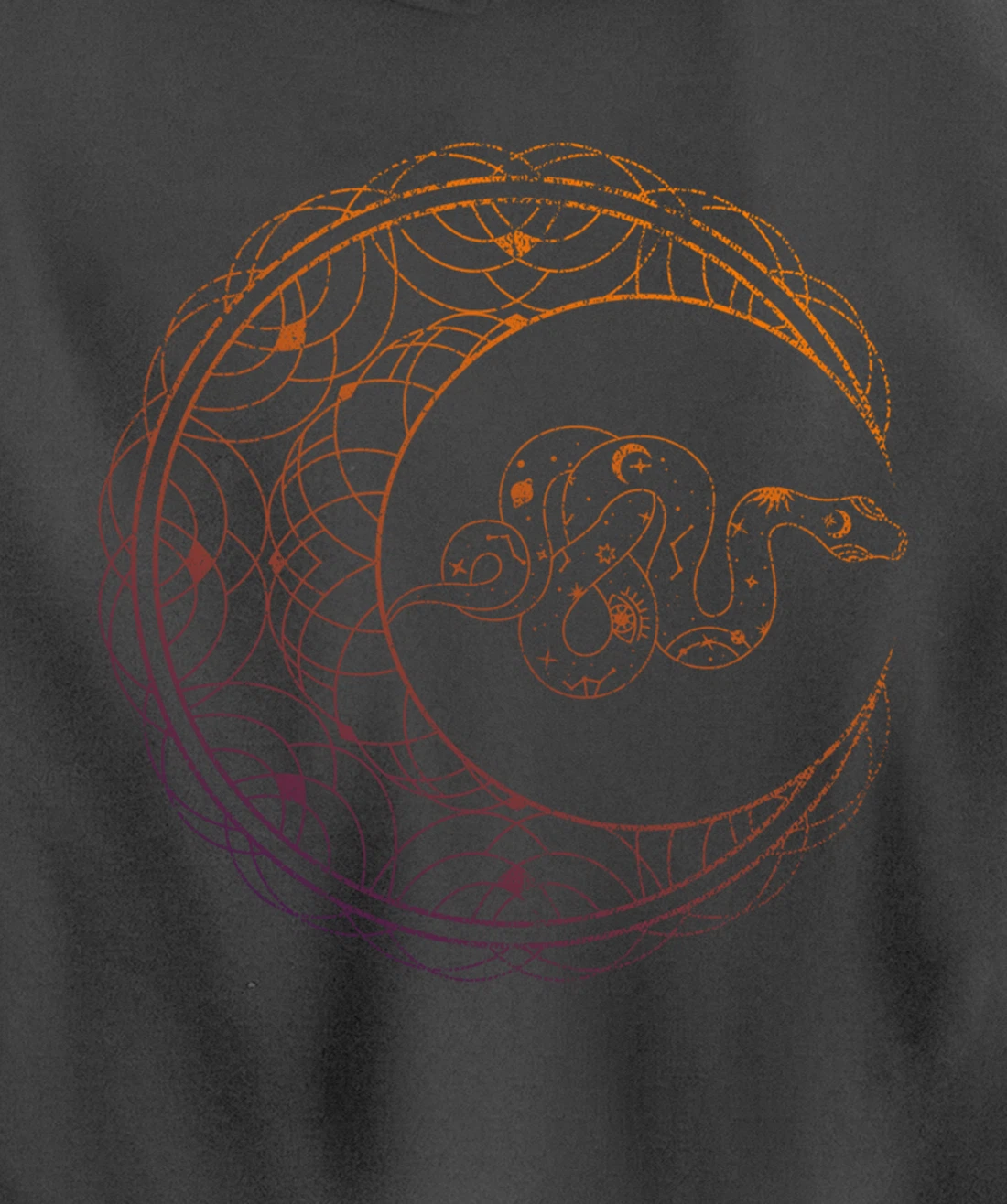 Occult Stargazer Witch Pagan Snake Wicca Crescent Moon Pullover Hoodie