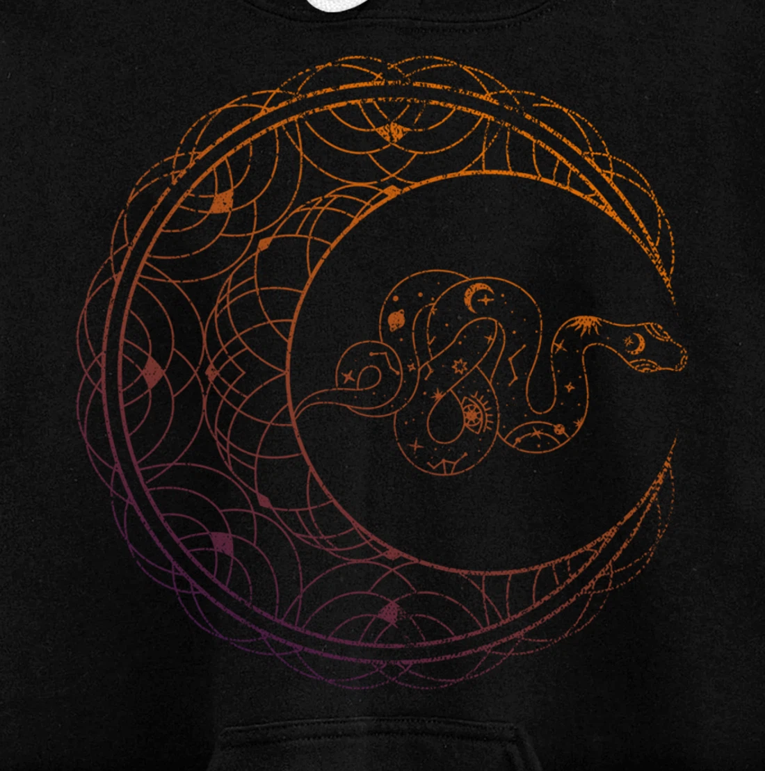 Occult Stargazer Witch Pagan Snake Wicca Crescent Moon Pullover Hoodie