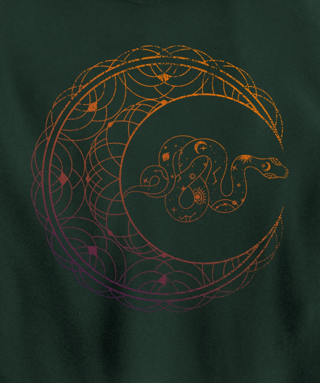 Occult Stargazer Witch Pagan Snake Wicca Crescent Moon Pullover Hoodie