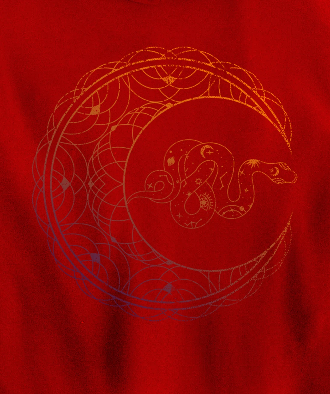 Occult Stargazer Witch Pagan Snake Wicca Crescent Moon Pullover Hoodie