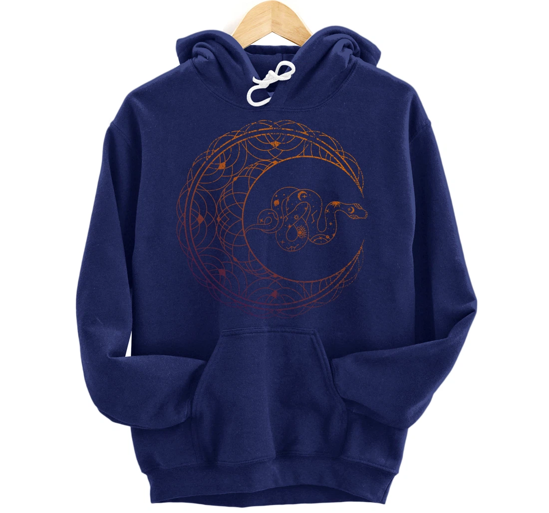 Occult Stargazer Witch Pagan Snake Wicca Crescent Moon Pullover Hoodie