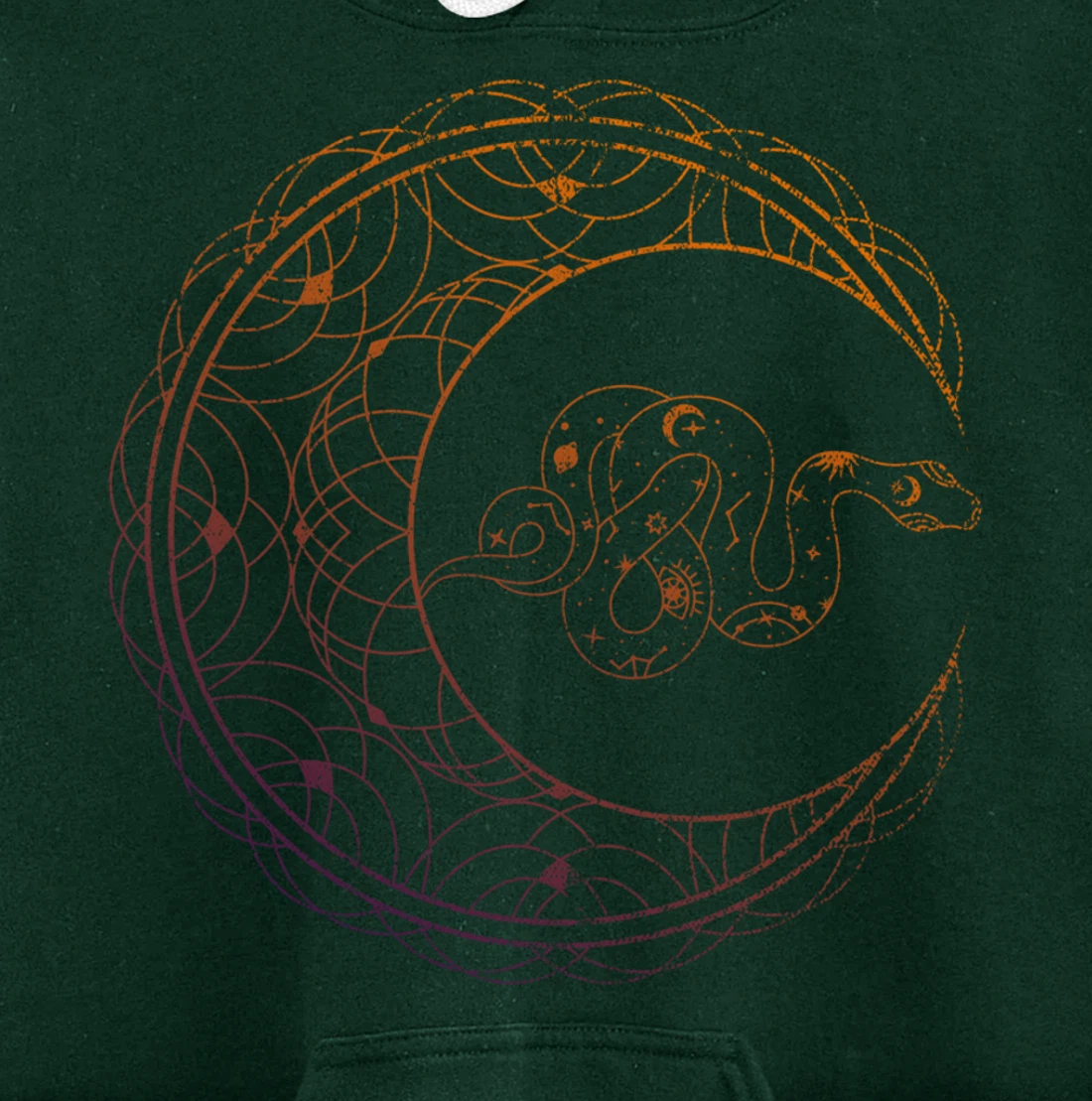 Occult Stargazer Witch Pagan Snake Wicca Crescent Moon Pullover Hoodie