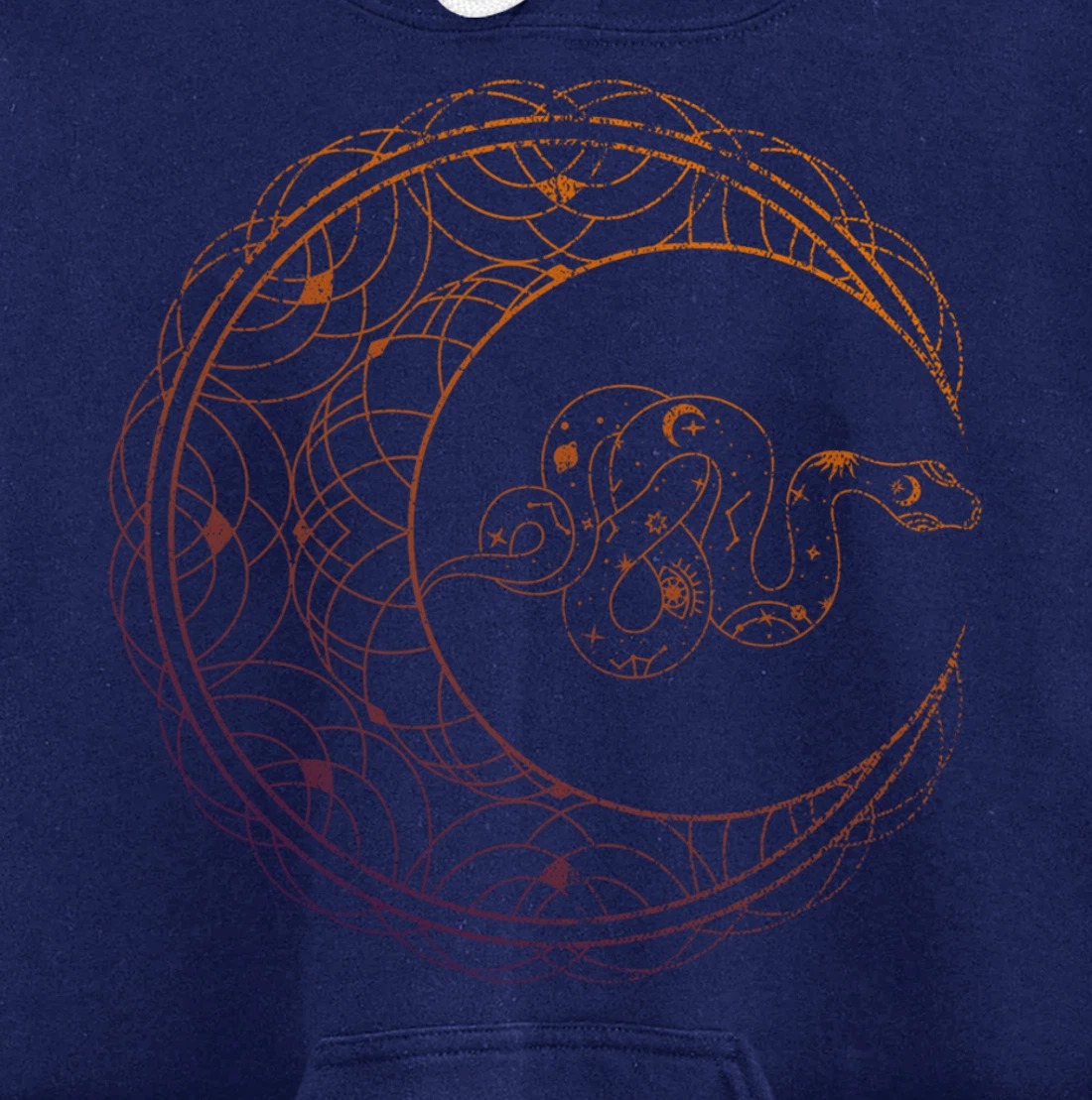 Occult Stargazer Witch Pagan Snake Wicca Crescent Moon Pullover Hoodie