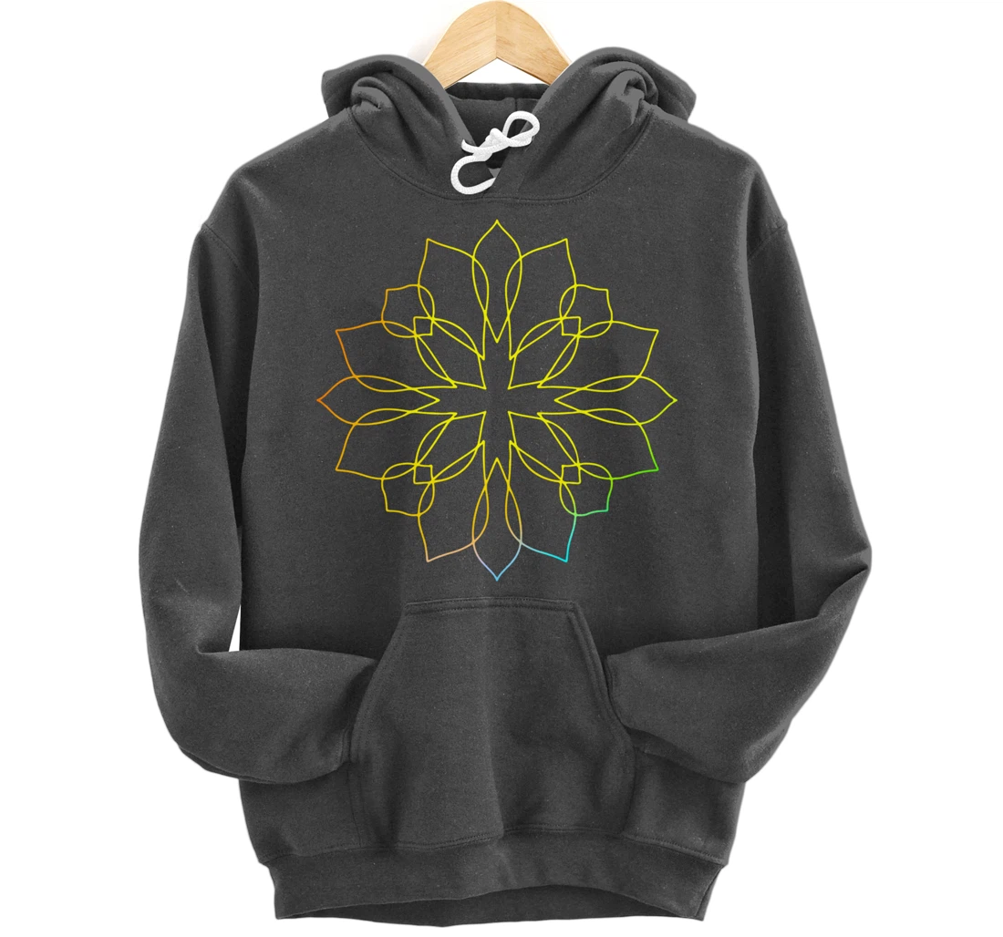 Mandala Wisdom Meditation Flower Rainbow Pullover Hoodie