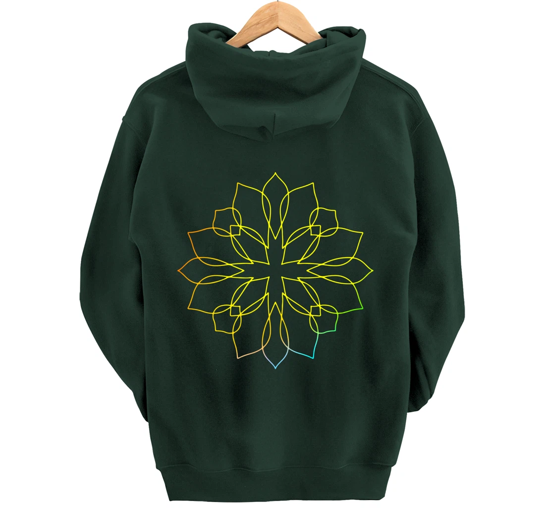 Mandala Wisdom Meditation Flower Rainbow Pullover Hoodie