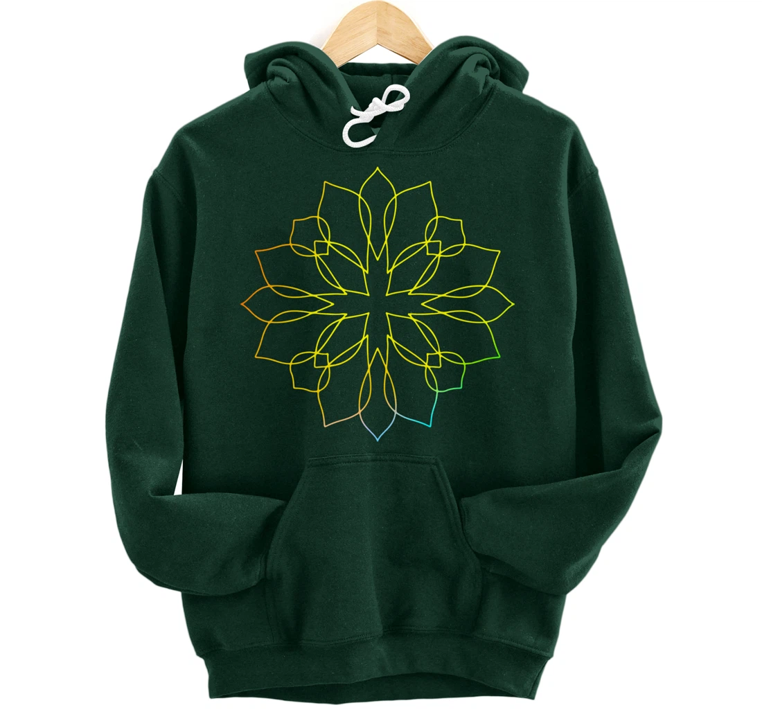 Mandala Wisdom Meditation Flower Rainbow Pullover Hoodie