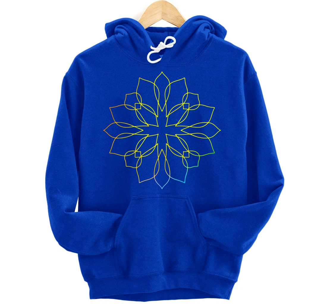 Mandala Wisdom Meditation Flower Rainbow Pullover Hoodie