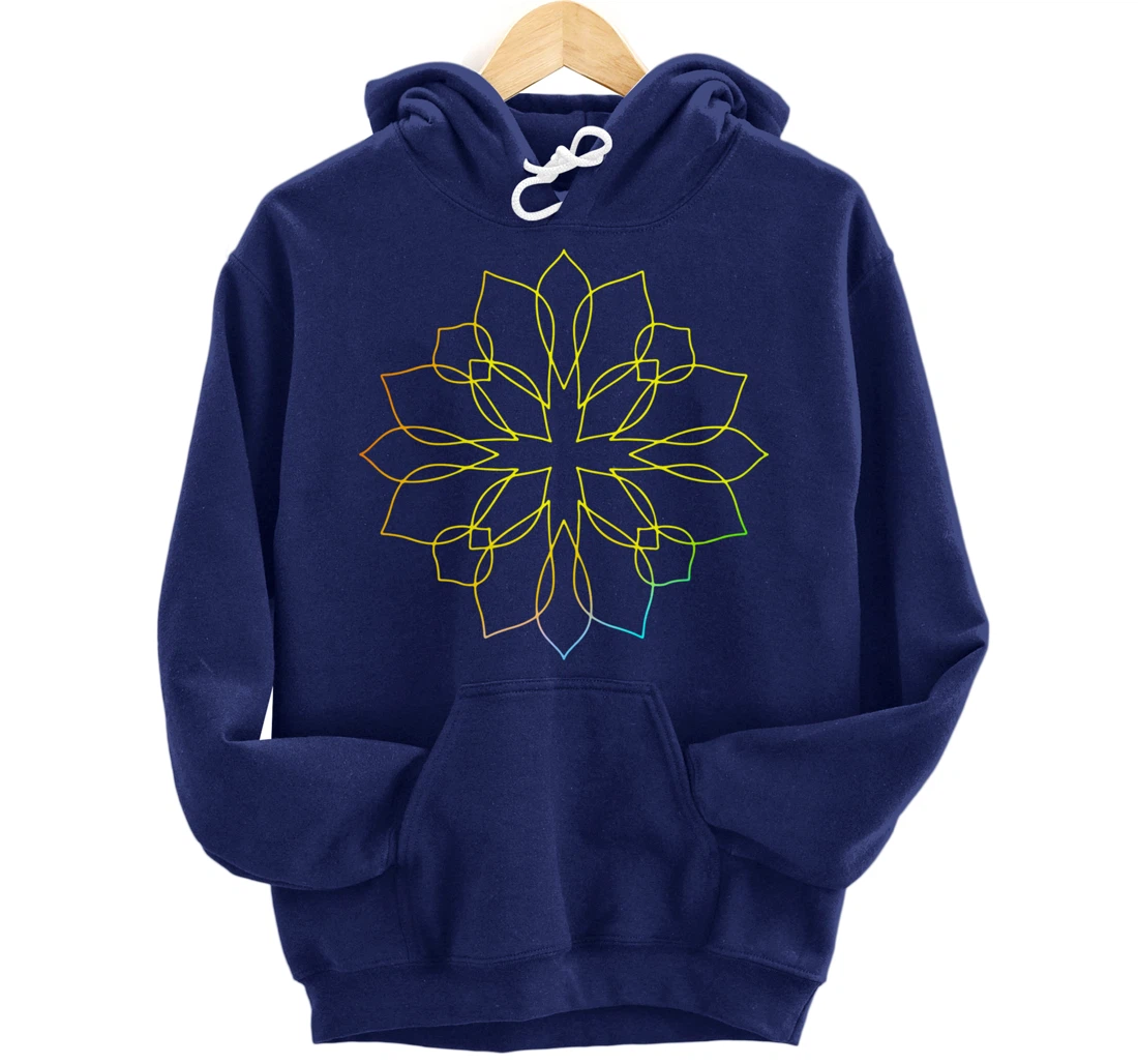 Mandala Wisdom Meditation Flower Rainbow Pullover Hoodie