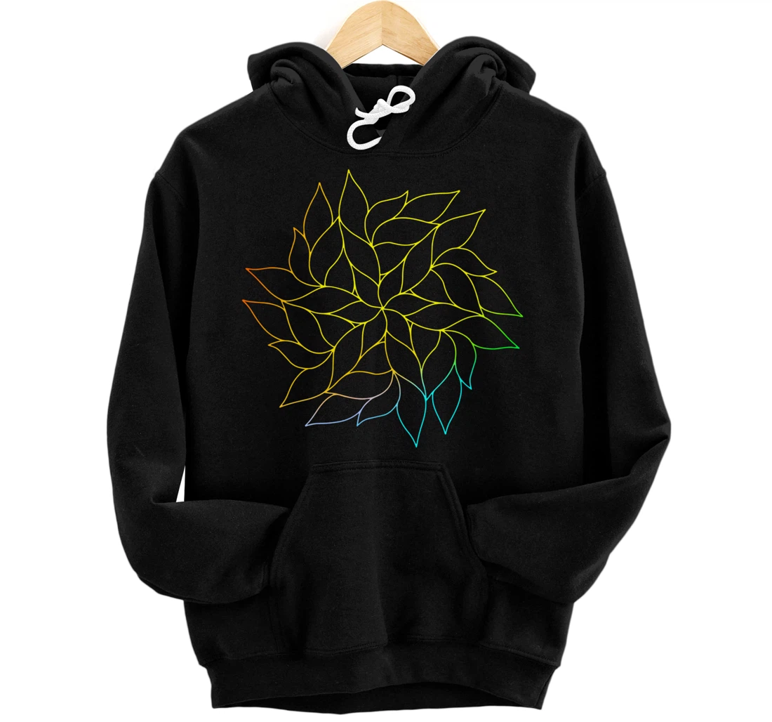 Mandala Wisdom Meditation Bright Rainbow Pullover Hoodie