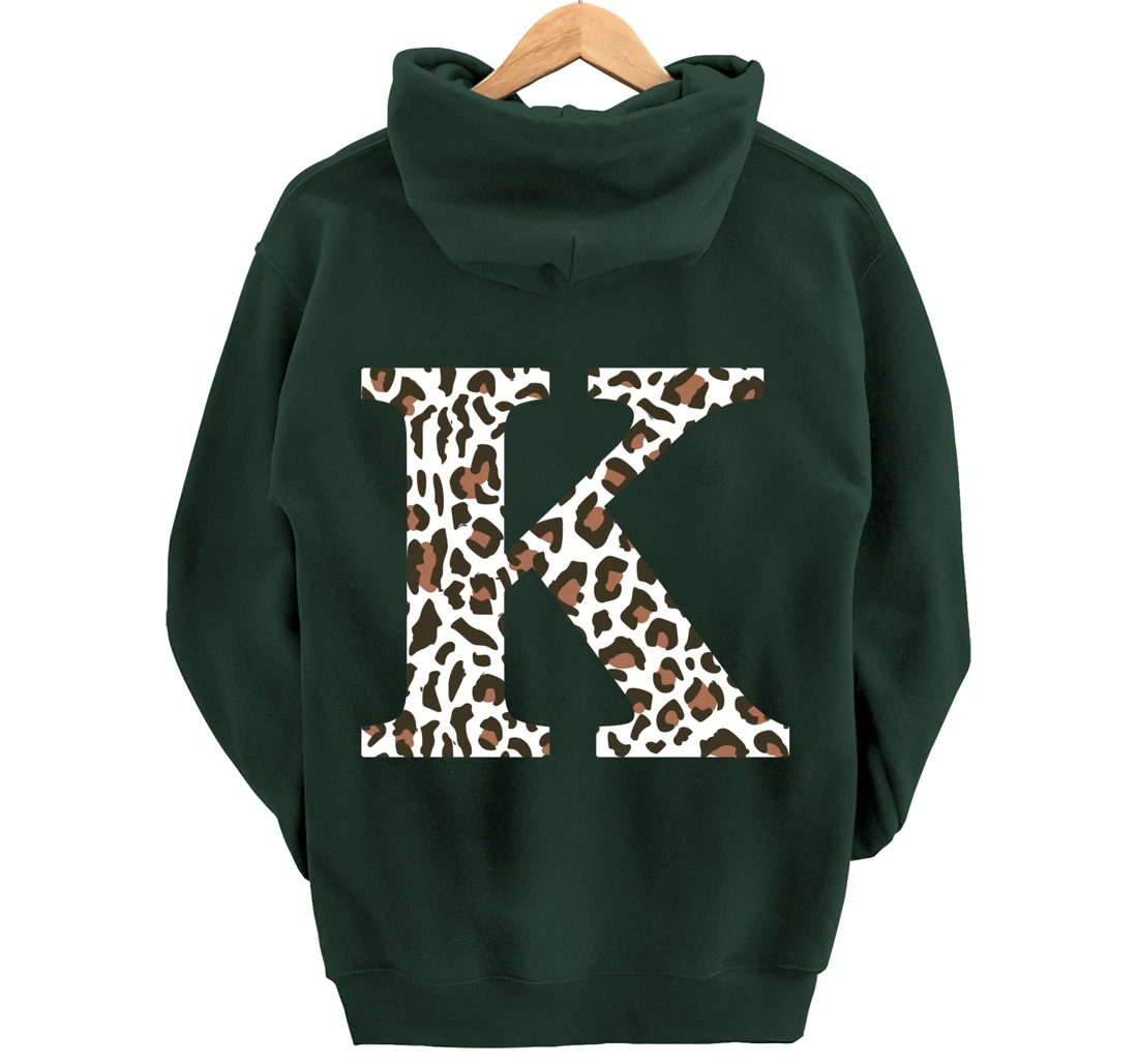 leopard animal print pattern monogram initials name letter k Pullover Hoodie