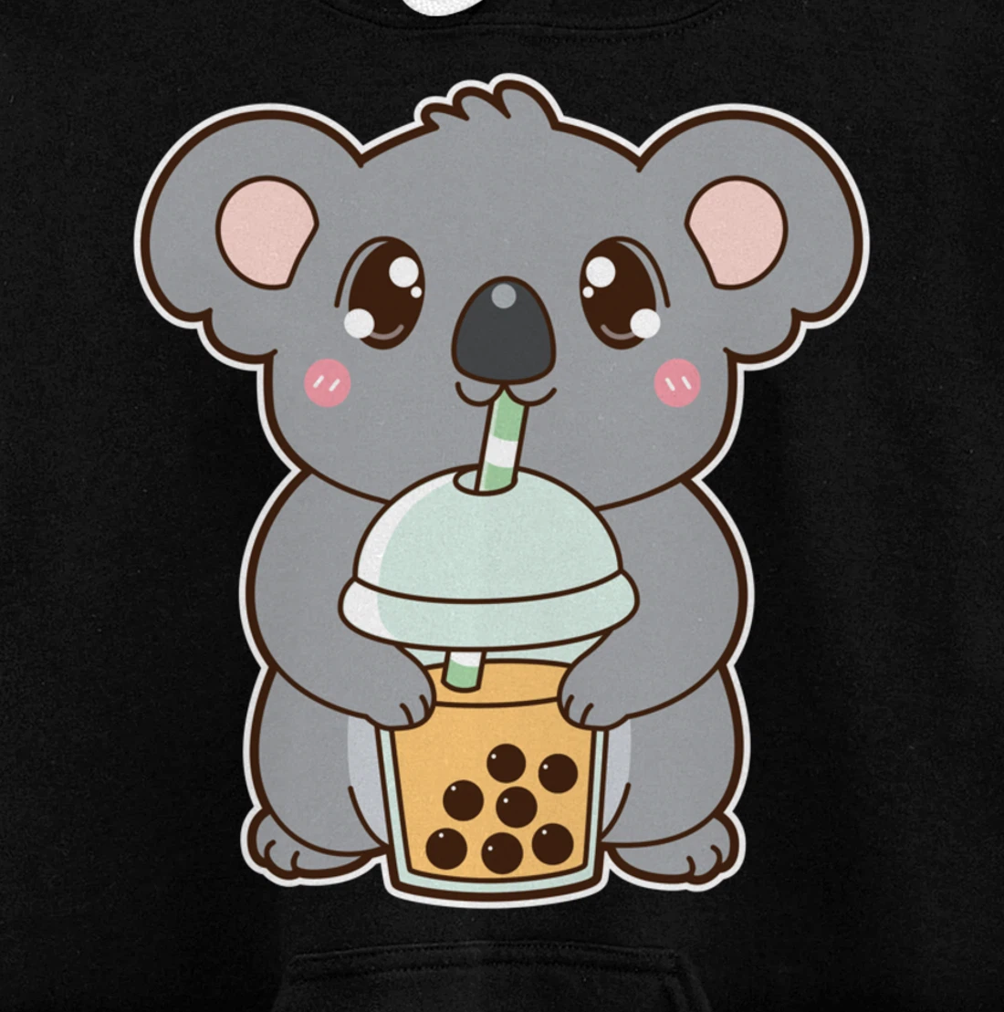 Kawaii Cute Boba Koala Bear Mango Bubble Pearl Milk Tea Pullover Hoodie