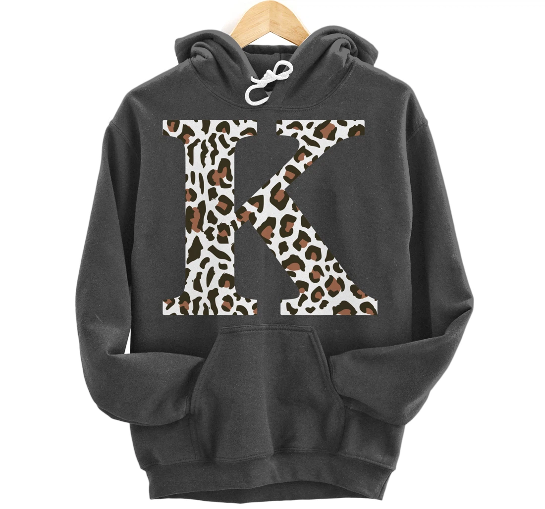 leopard animal print pattern monogram initials name letter k Pullover Hoodie