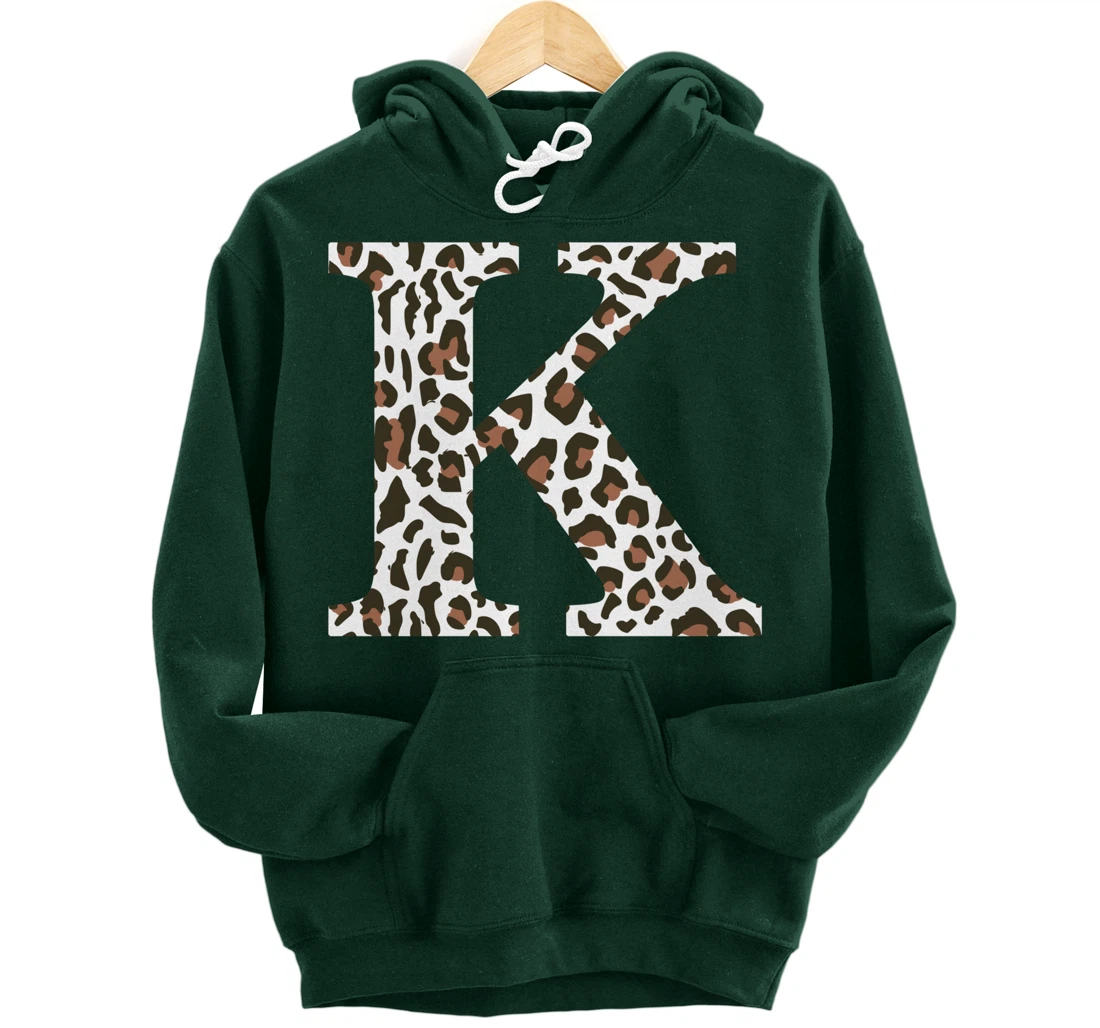 leopard animal print pattern monogram initials name letter k Pullover Hoodie