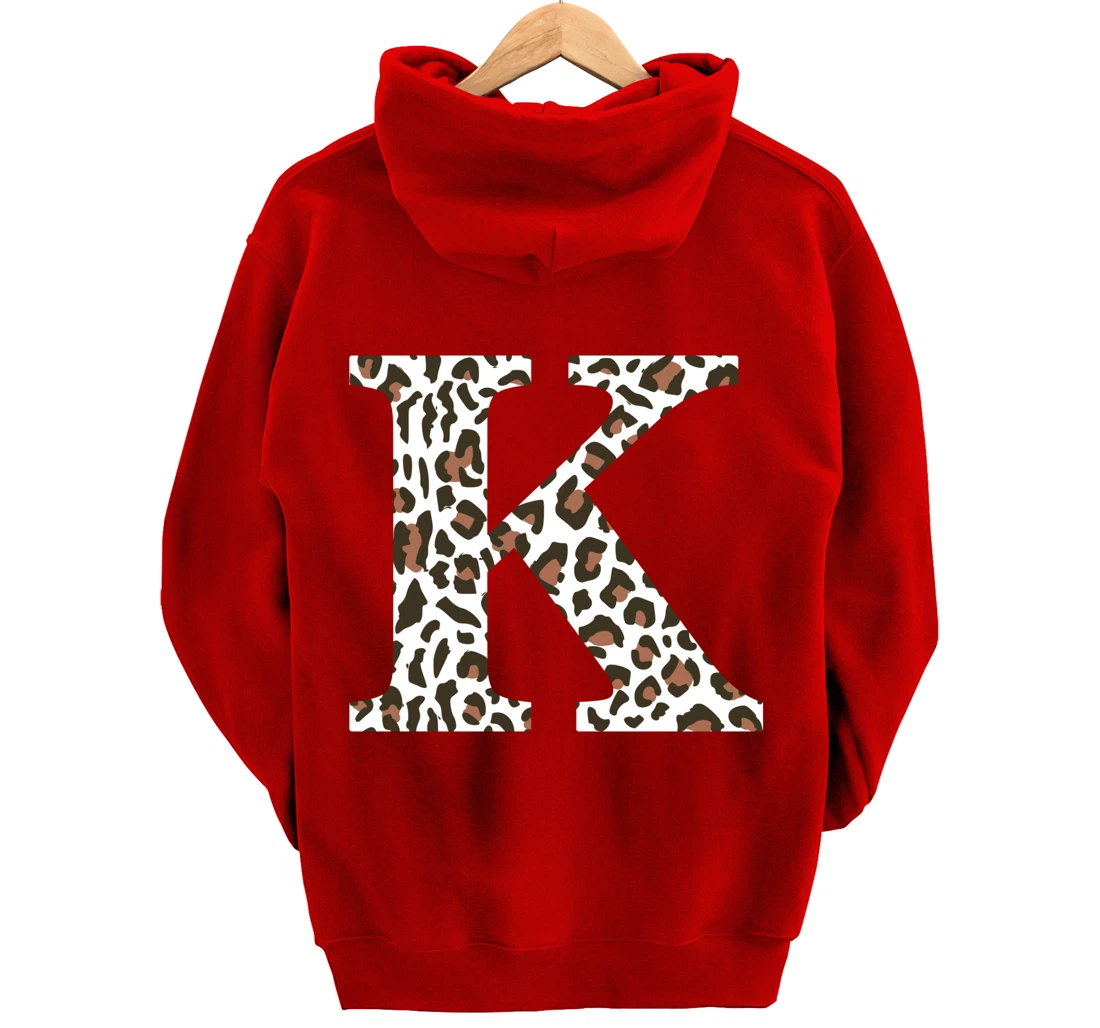 leopard animal print pattern monogram initials name letter k Pullover Hoodie